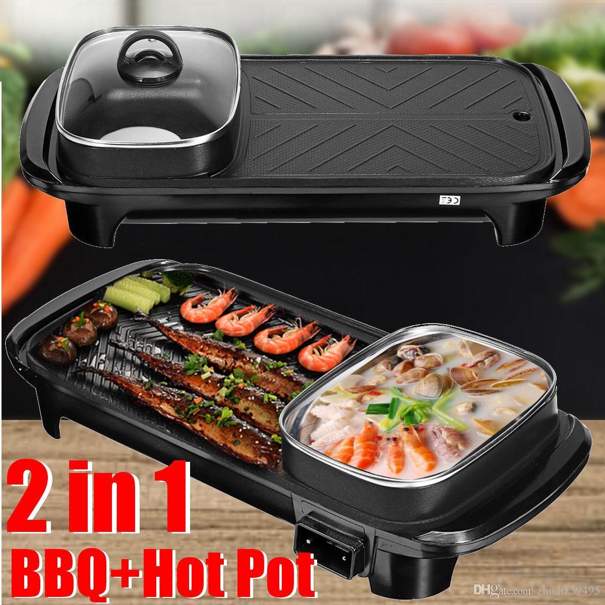 Professional Smokeless Electric 2 In 1 BBQ Hot Pot Korean BBQ Grill ...